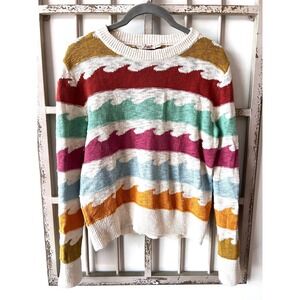 Faherty Organic Cotton Knit Sweater Size XS Multicolor Waves